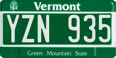 VT license plate YZN935