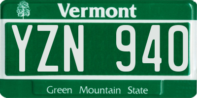 VT license plate YZN940