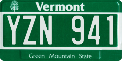 VT license plate YZN941