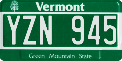 VT license plate YZN945