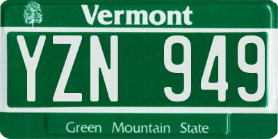 VT license plate YZN949