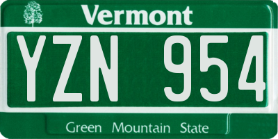 VT license plate YZN954