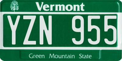 VT license plate YZN955