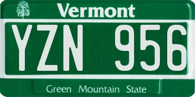 VT license plate YZN956
