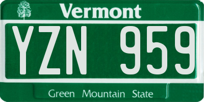 VT license plate YZN959