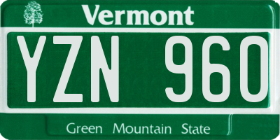 VT license plate YZN960