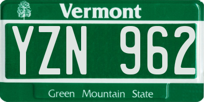 VT license plate YZN962
