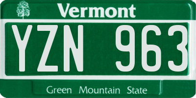 VT license plate YZN963
