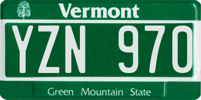 VT license plate YZN970