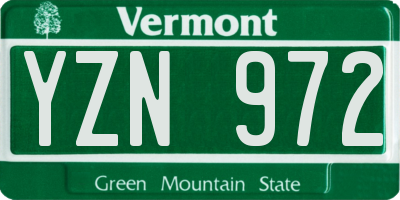VT license plate YZN972