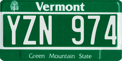 VT license plate YZN974