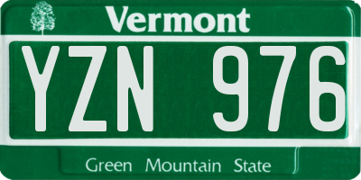 VT license plate YZN976