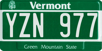 VT license plate YZN977