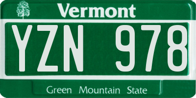 VT license plate YZN978