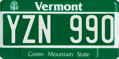 VT license plate YZN990