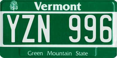 VT license plate YZN996