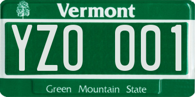 VT license plate YZO001