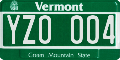 VT license plate YZO004