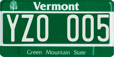 VT license plate YZO005