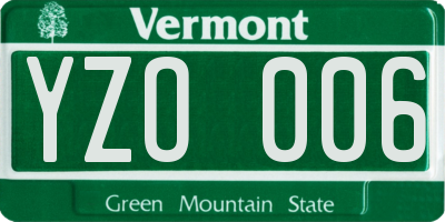 VT license plate YZO006