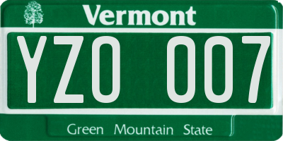 VT license plate YZO007