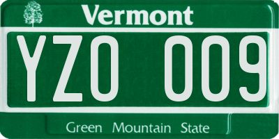 VT license plate YZO009