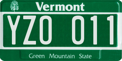 VT license plate YZO011