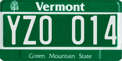 VT license plate YZO014