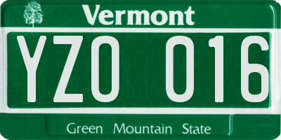 VT license plate YZO016