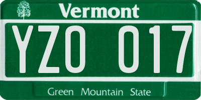 VT license plate YZO017