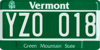 VT license plate YZO018