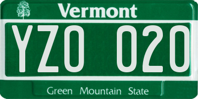 VT license plate YZO020