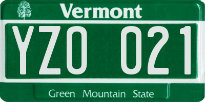 VT license plate YZO021