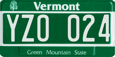 VT license plate YZO024