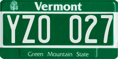 VT license plate YZO027