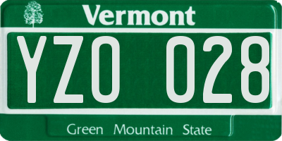 VT license plate YZO028