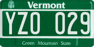 VT license plate YZO029