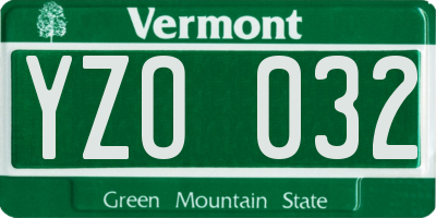 VT license plate YZO032