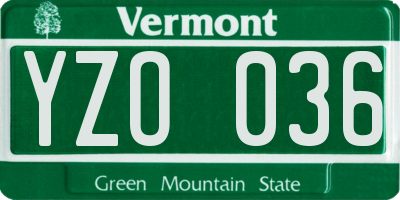 VT license plate YZO036