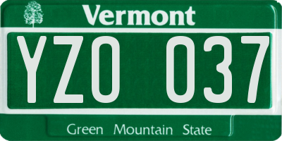 VT license plate YZO037