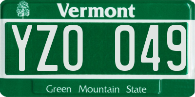VT license plate YZO049