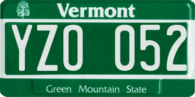 VT license plate YZO052