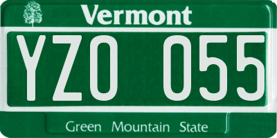 VT license plate YZO055