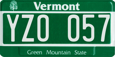 VT license plate YZO057