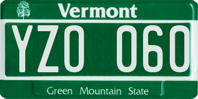 VT license plate YZO060