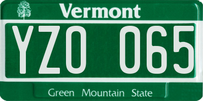 VT license plate YZO065