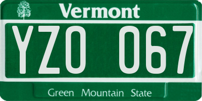 VT license plate YZO067