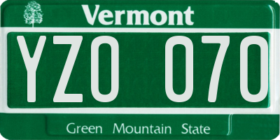 VT license plate YZO070