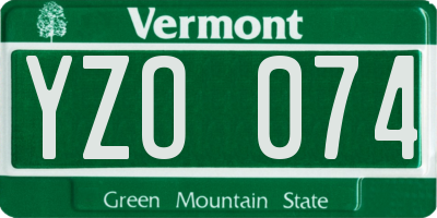 VT license plate YZO074