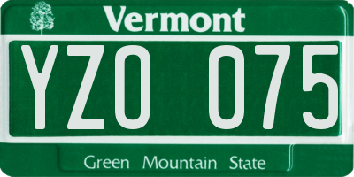 VT license plate YZO075